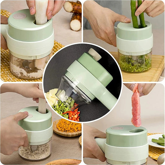 Electric Hand held Hammer Multi Function Vegetable Cutter Set Food Chopper Vegetable Fruit Slicer,for Garlic Pepper Chili Onion Celery Ginger Meat